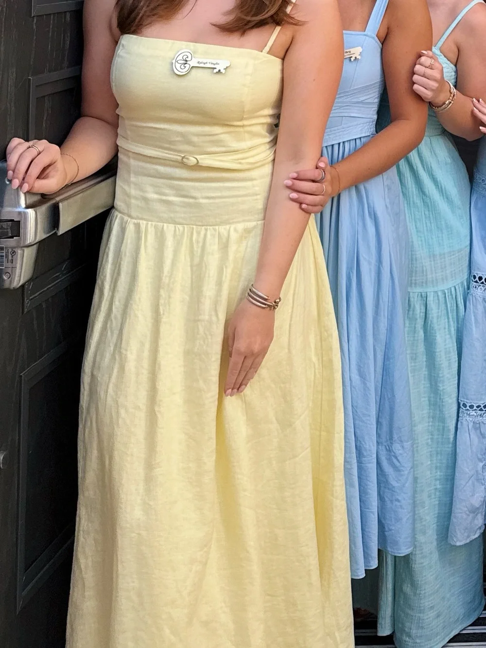 Abercrombie Linen Collection | Women's Yellow Strapless Belted Linen Dress